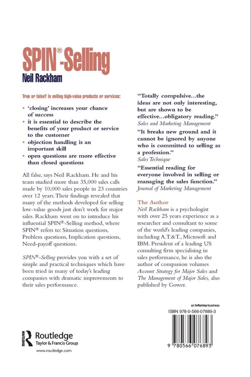 Spin R Selling - back cover