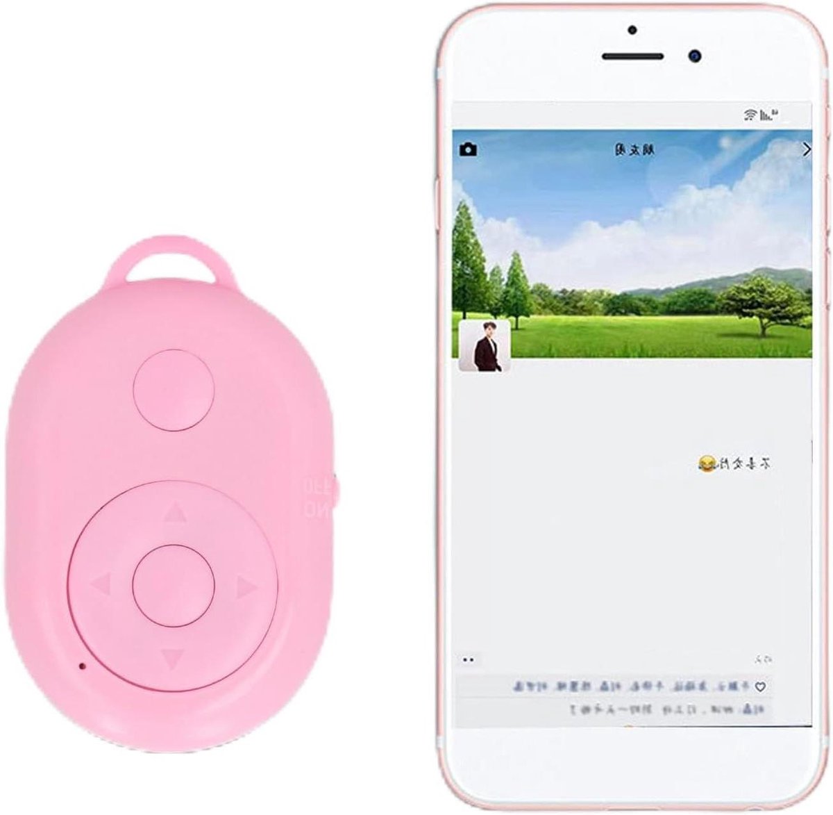 Allecto Plus - Video-opname Afstandsbediening Bluetooth Selfie-knop PINK 360-Graden Draadloze Camerasluiter voor Tik Tok en Kindle-app.