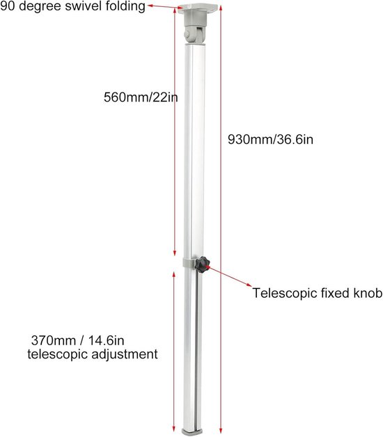 Verstelbare Tafelpoot 30-67cm | Kwaliteit - Nautic Gear
