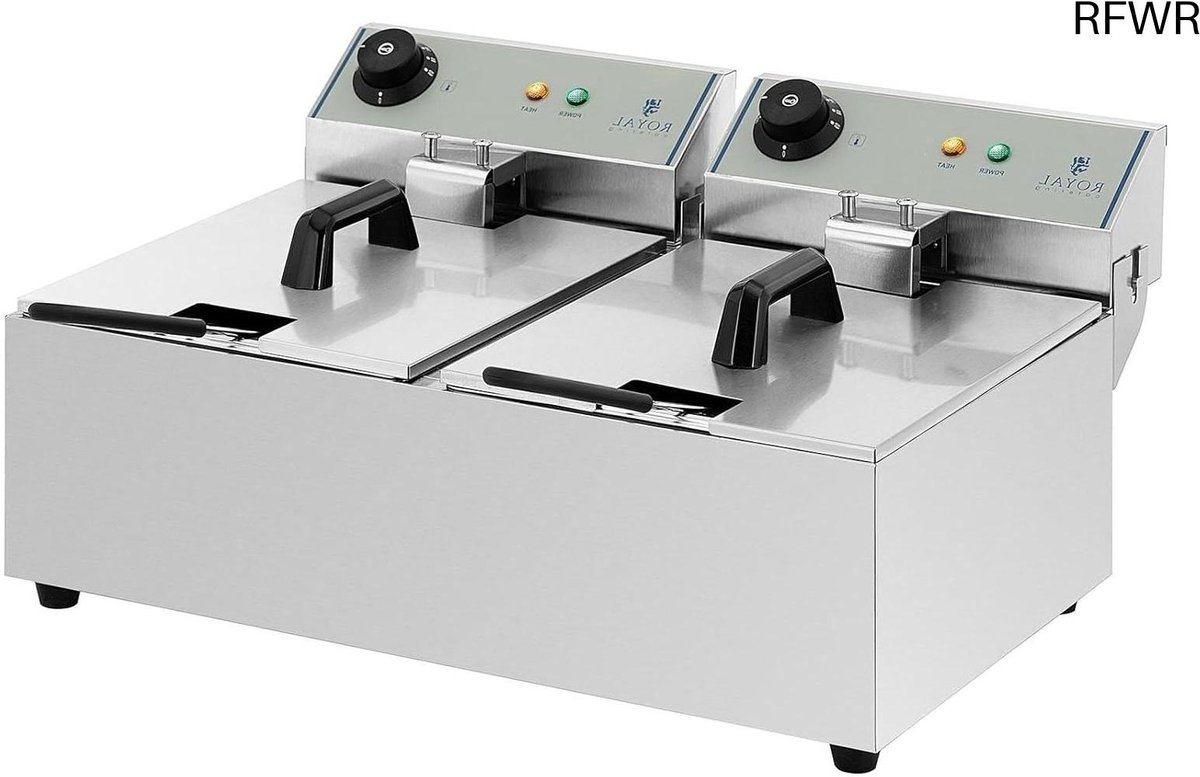 RFWR® Industriële Professionele Dubbele Friteuse met 20 Liter Capaciteit en Automatische Thermostaat