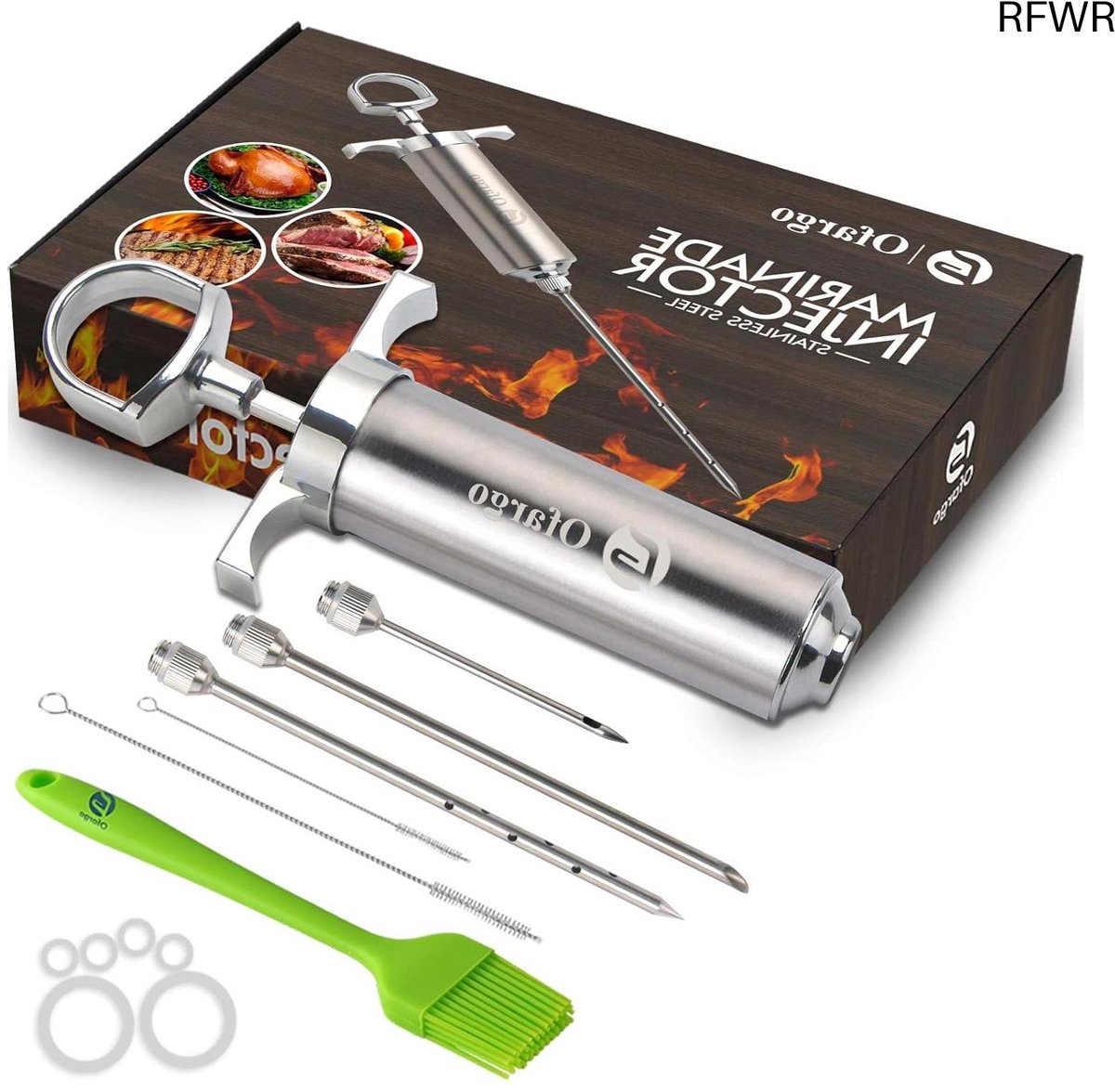 RFWR® Vleesinjector met 3 naalden en basting borstel voor perfecte marinades