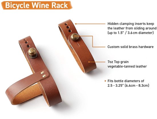 Wine Carrier Rack - Bicycle Bottle Houder voor het maken van wijn - Zwart Leer van M-Wave — afbeelding 2