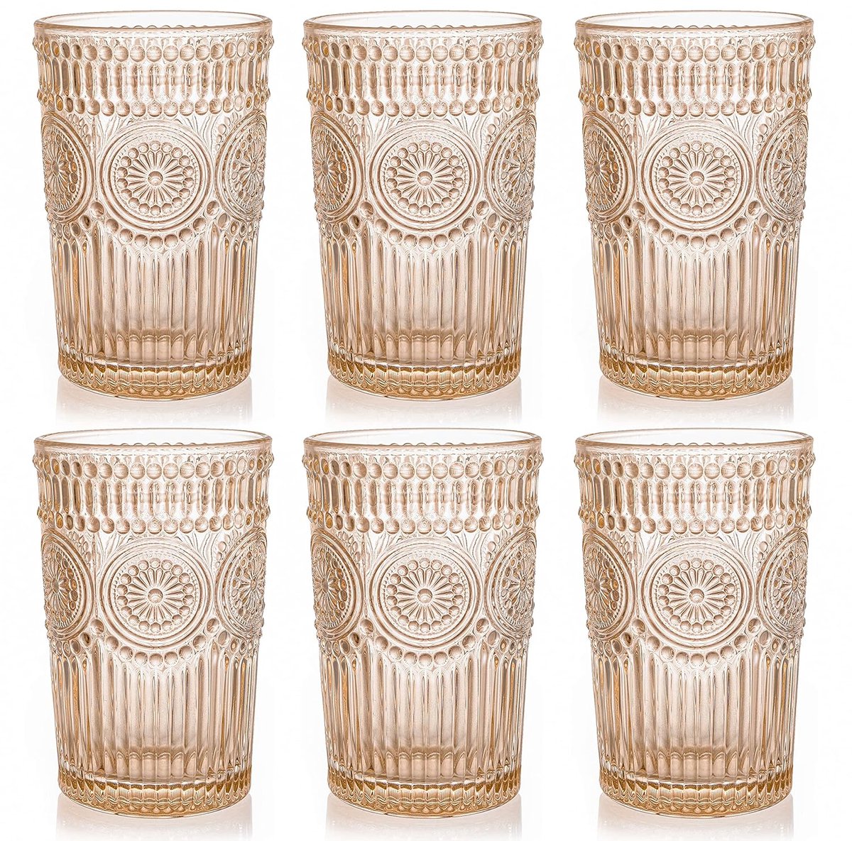 Set van 6 gekleurde drinkglazen - elegant ontwerp - 350 ml
