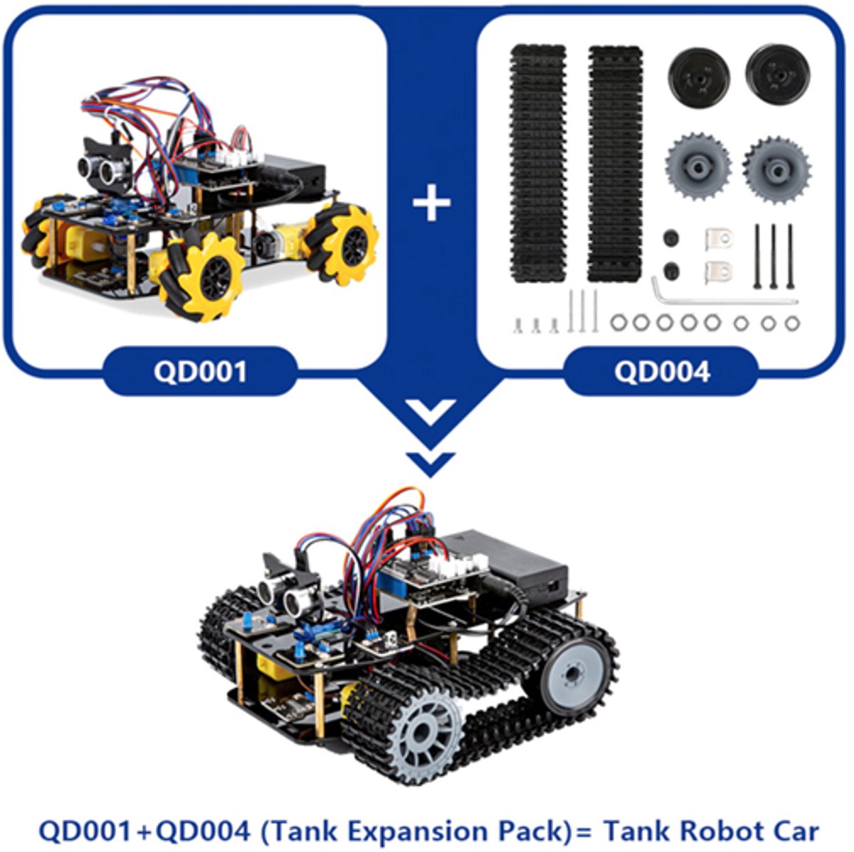 ACEBOTT QD004 ESP32 Smart Tank Robot Car Kit – Tank Track Pack voor QD001 Smart Car