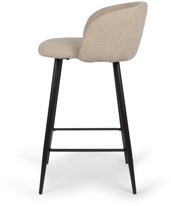 Milton & Oldbrook Bouclé Tabouret de Bar Bas Budapest Taupe - Zwart