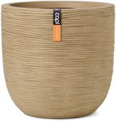 Capi Europe - Bloempot bol Rib NL - 55x53 - Beige - Opening Ø46 - Bloempot voor binnen en buiten - Levenslang garantie - Breukbestendig - 100% Recyclebaar - CO2 Neutraal geproduceerd - KBER935