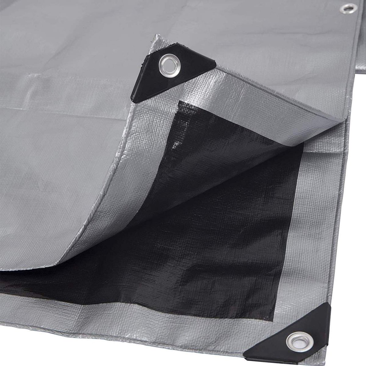 warraich-Hoogwaardig waterdicht PE-beschermzeil (180 g/m²) – UV-bestendig en voorzien van ogen (grijs-zwart)-4x6 m