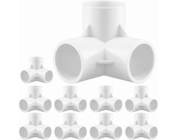 Pack of 10 PVC 3 Weg Buisfittingen 32mm Binnendiameter (Wit) Hoekverbinders voor Kassenframes