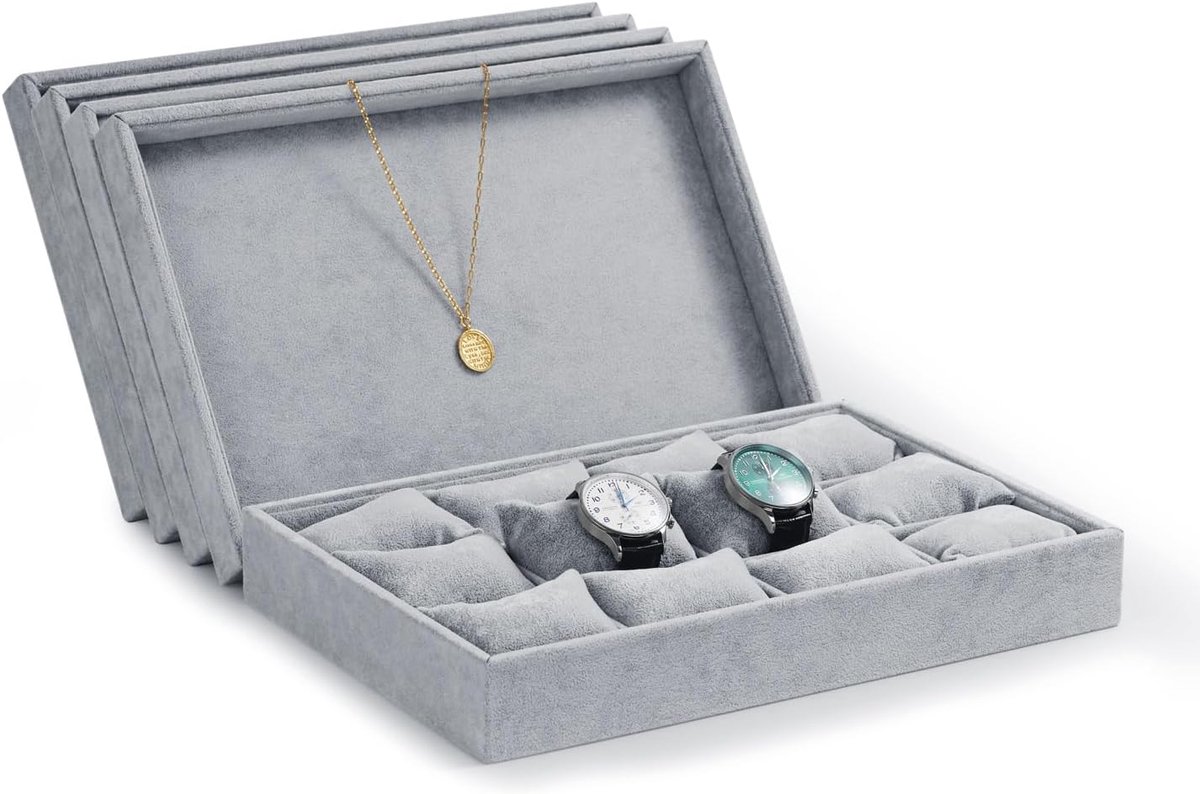 Fluweel Stapelbaar 12 Grid Sieraden Tray Display Sieraden Organizer Opslag Ringen Oorbellen Horloge Ketting Armband Manchetknopen Houder Showcase 12 Grid
