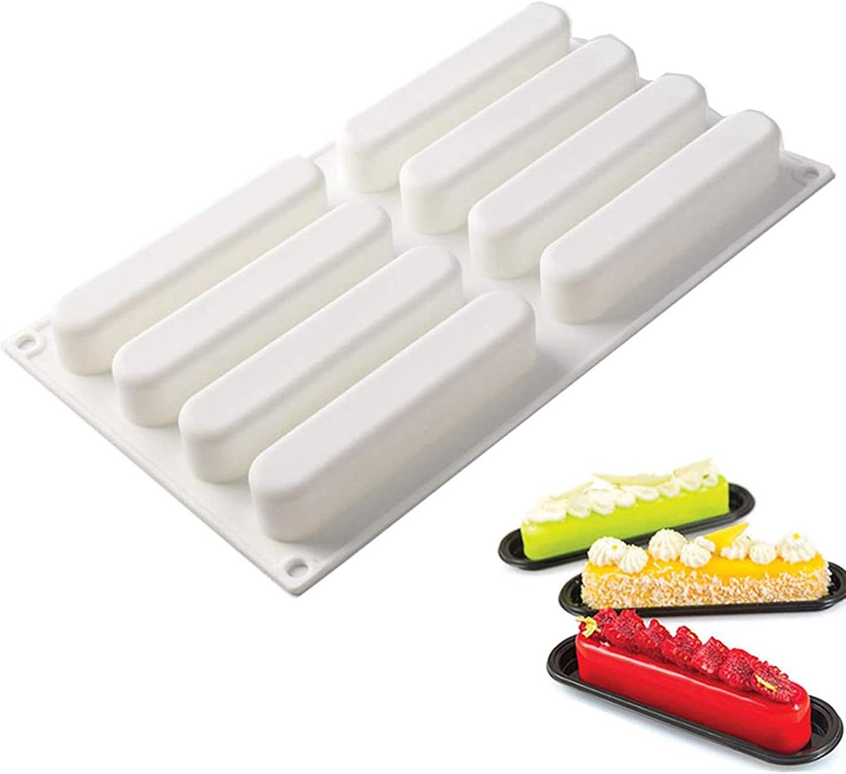 Veelzijdige 3D Bakvorm voor Eclairs, Mousse Taart en Franse Desserts