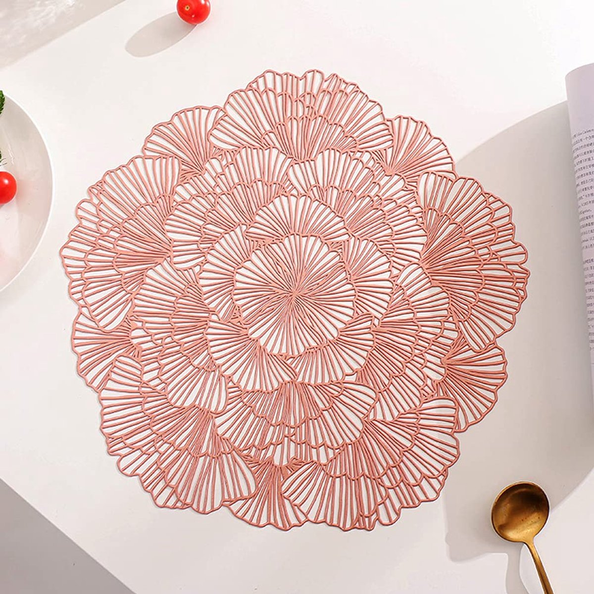 Ibenzoa® Set van 4 Bloemdecoratie Plaatjes, PVC, Antislip Tafelvlies, 38cm