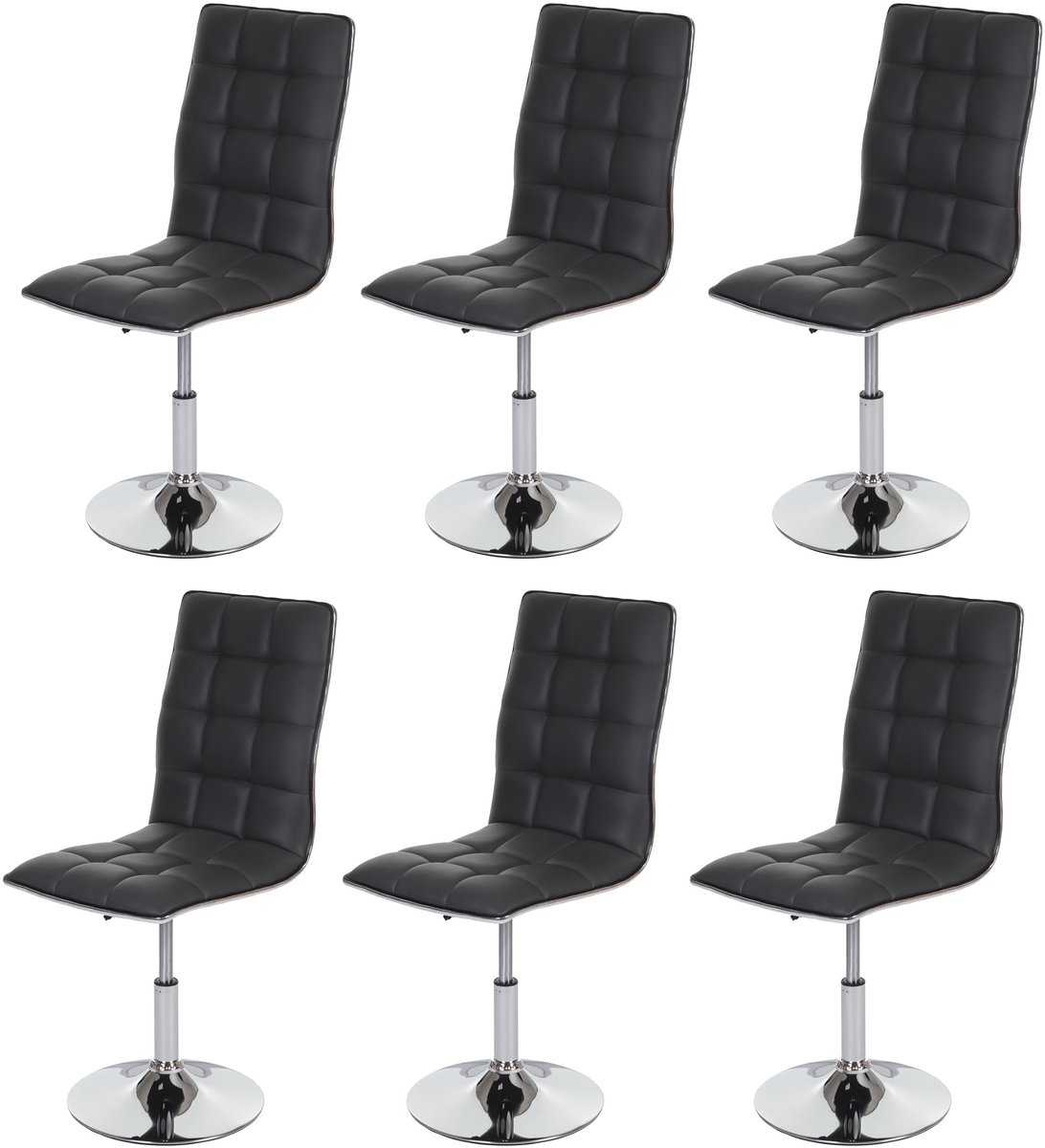 MCW Set van 6 eetkamerstoelen MCW-C41, keukenstoel, in hoogte verstelbaar draaibaar, kunstleer MVG-gecertificeerd ~ grijs
