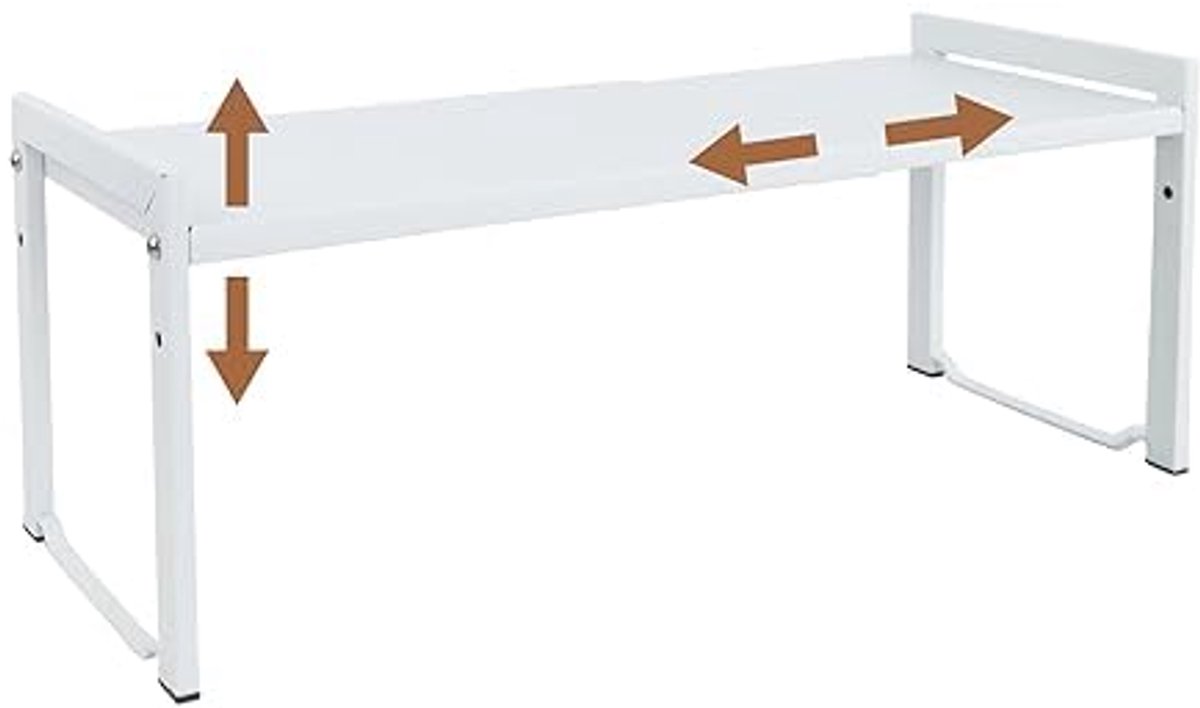 Ibenzoa® Uitbreidbaar Keukenrek - 66cm, Stapelbaar Organizer - Wit