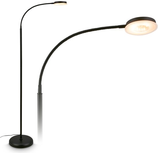 BRILONER Megg - LED Vloerlamp – dimbaar & zwenkbaar – 125.5 cm hoog – warm wit licht – moderne staande lamp – leeslamp voor woonkamer – zwart