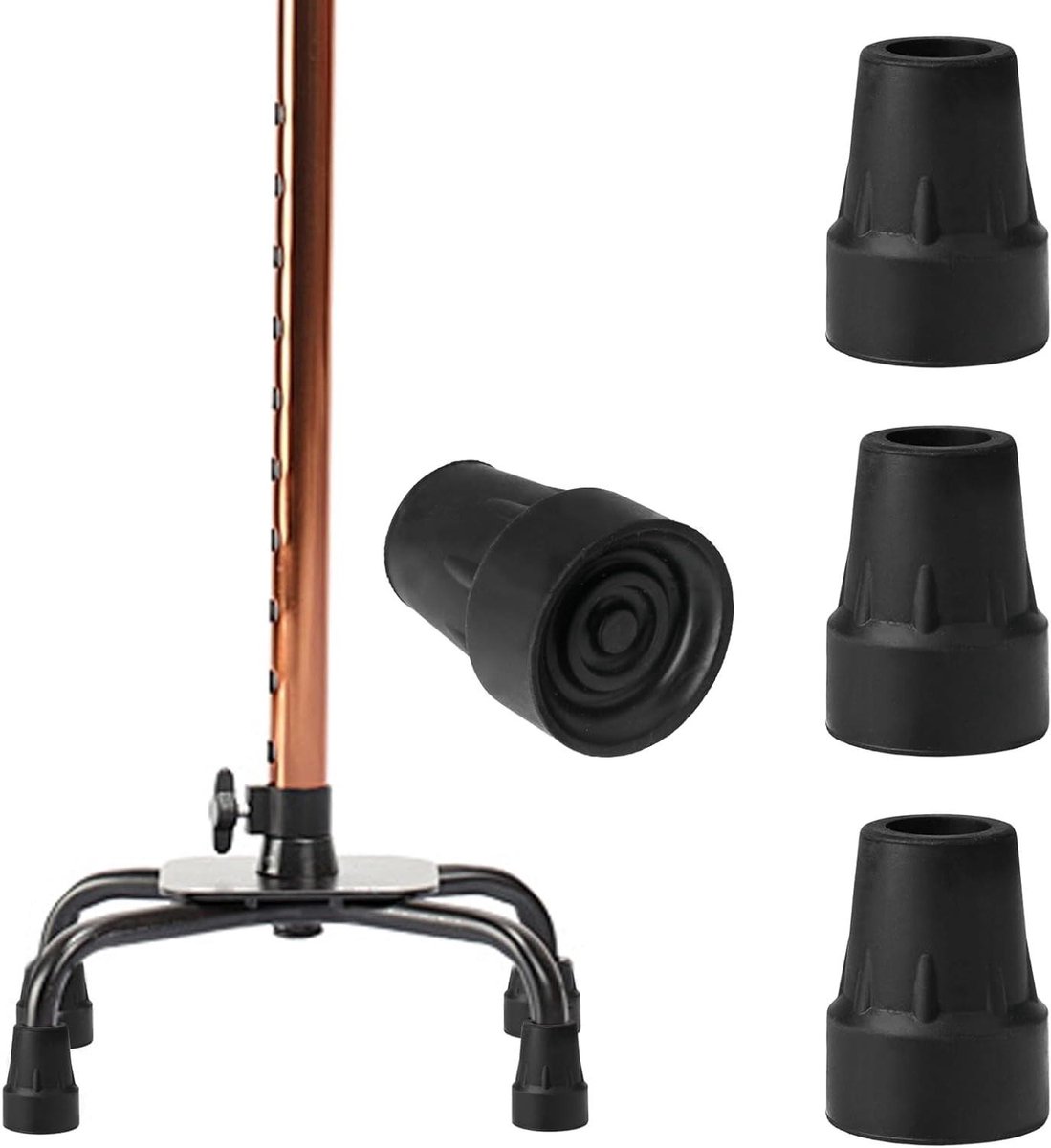 4 Rubberen Uiteinden voor Wandelstokken - Set van 4 hulzen voor 22 mm Krukken