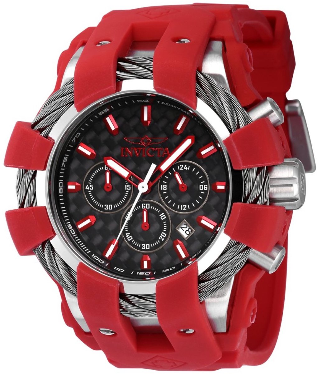 Invicta Bolt 40263 Heren Horloge - Waterdicht - Analoog - Quartz Uurwerk - Roestvrij Staal met zwarte Wijzerplaat - 50mm