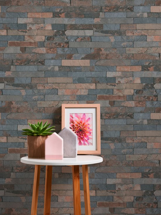 Papier peint AS Création gris pierre, marron et noir - AS-355823 - 53 cm x 10,05 m