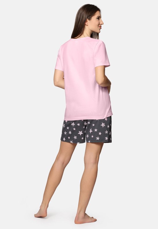 Pyjama femme Merry Style MS MS10-177-PJ - col rond - manches courtes - short sans poches - Katoen - Amarante/ Grijs - XXL