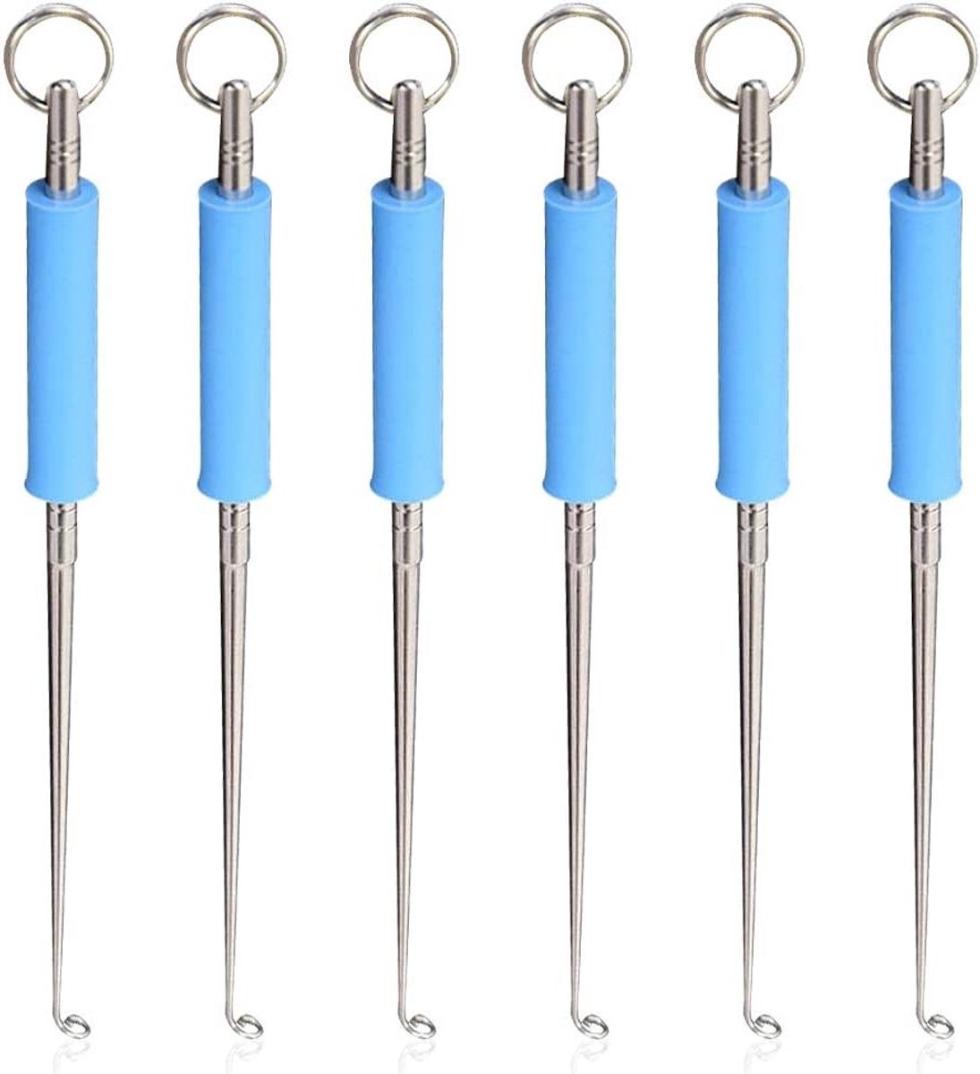 Allecto Plus - Roestvrij stalen vissen uitshaken Disgorger 6 stuks - Vishaak remover - Draagbaar visgereedschap