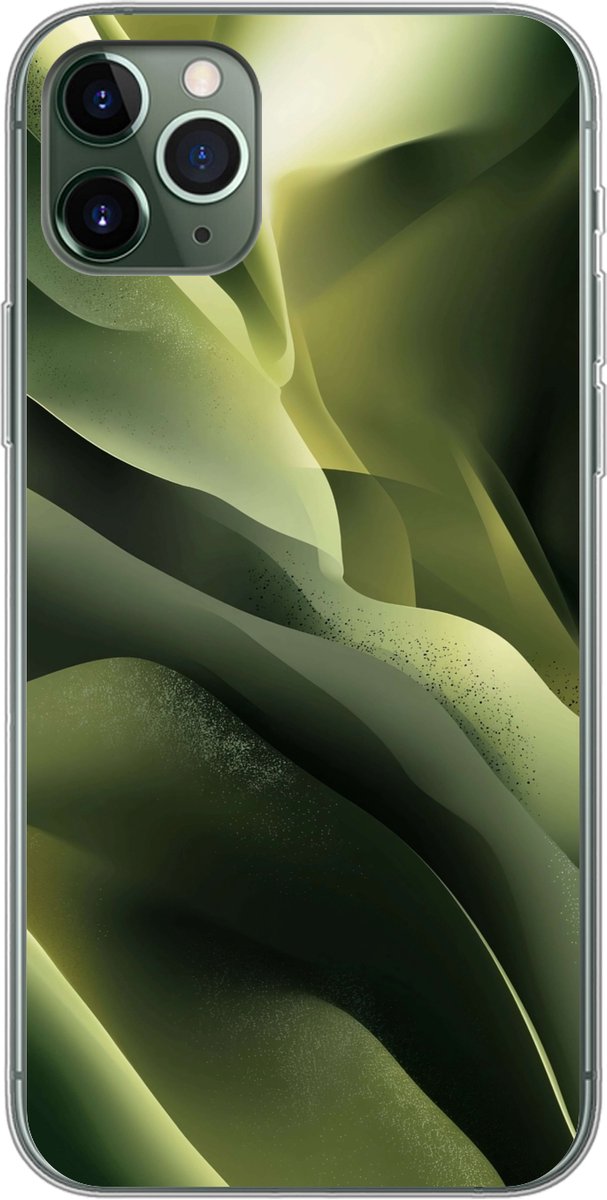 Telefoonhoesje Geschikt voor iPhone 11 Pro Max hoesje - Gaming - Golven - Abstract - Heuvels - Groen - Siliconen Telefoonhoesje Telefoonhoesje
