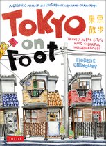 Boek 'Tokyo on Foot' met een tekening van kleurrijke huizen en de tekst 'Tokyo on Foot' en 'Tokyo Sanpo'.