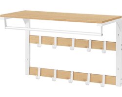 Aanpassing titel: Wandkapstok met plank en 10 afneembare haken - Eikenkleur-wit LCR101W09