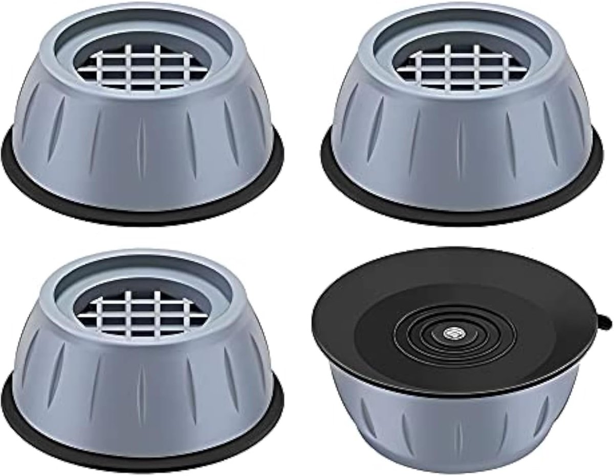 4-delige set - Wasmachine en droger - Anti-vibratie pads - Schok- en geluidsreductie - Wasmachine ondersteuning - Voorkomt beweging - Schudden - Lopen - Universele maat