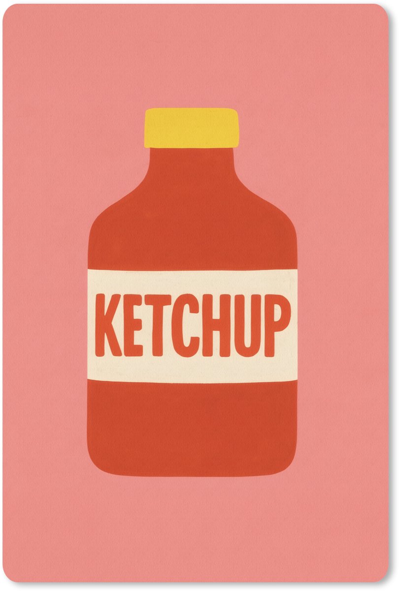 Muismat 18x27 cm - Mousepad Ketchup - Fles - Rood - Minimalistisch - Muismatten