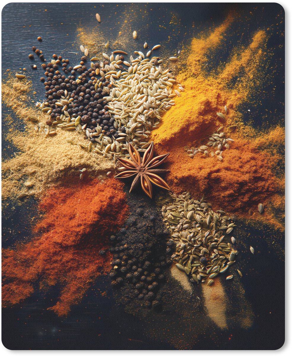 Muismat 19x23 cm - Mousepad Specerijen - Explosie - Oranje - Muismatten