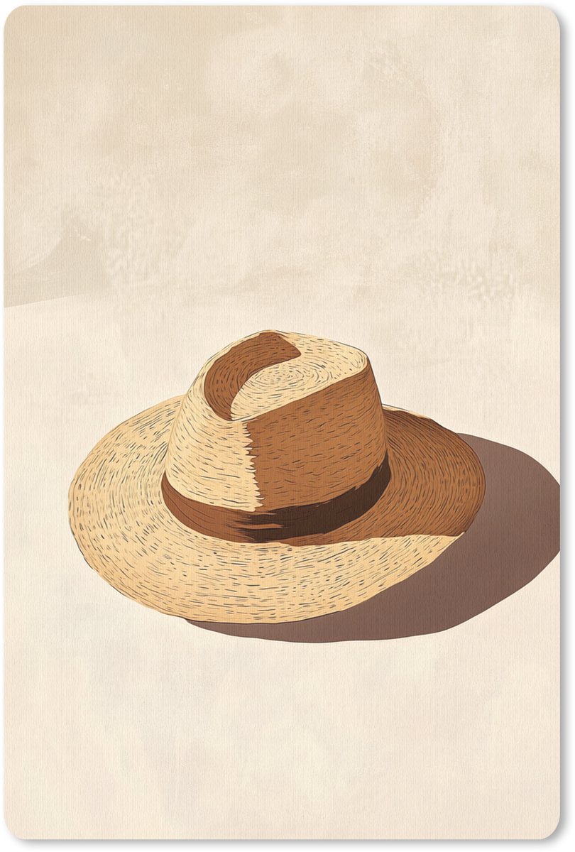 Muismat 18x27 cm - Mousepad Hoed - Minimalistisch - Schaduw - Beige - Muismatten