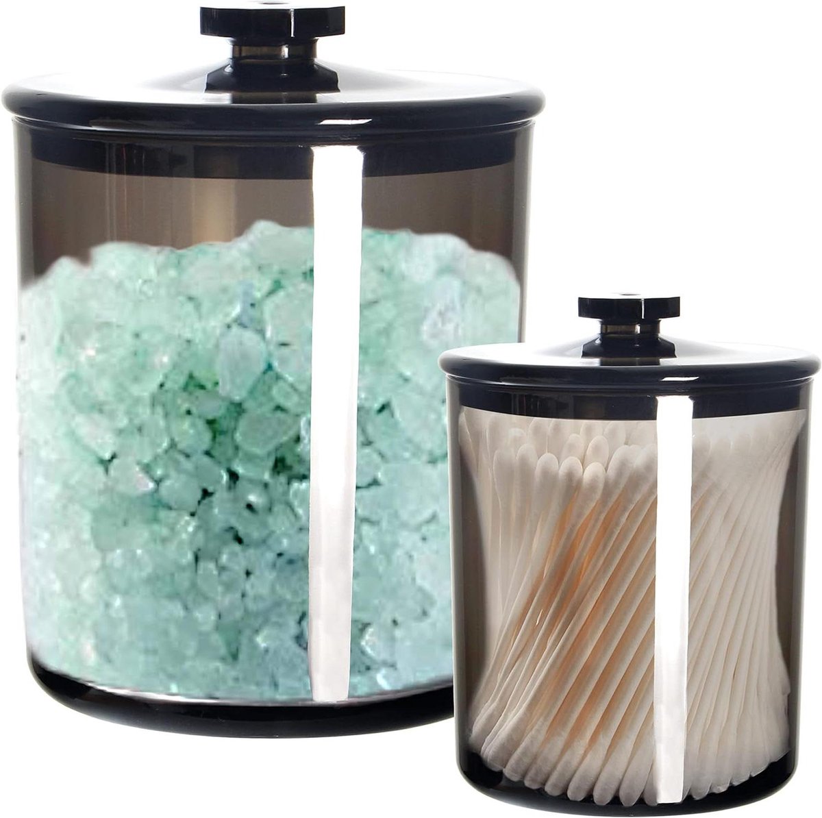 Zwarte plastic apotheker pot - set van 1800ML en 450ML - ideaal voor opslag en presentatie