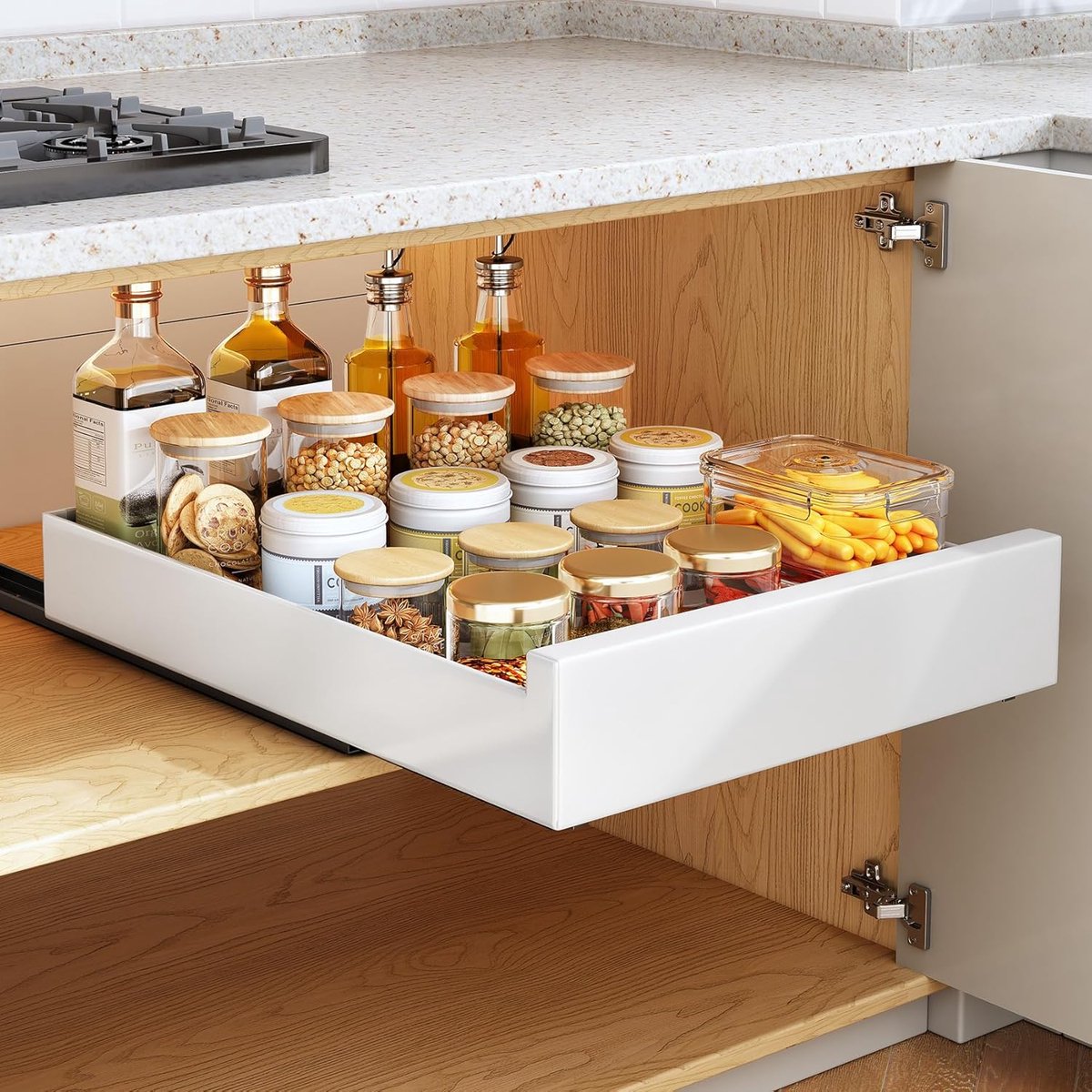 Uittrekbare kast-organizer - handige lade - 1 stuk - wit - 40 cm B