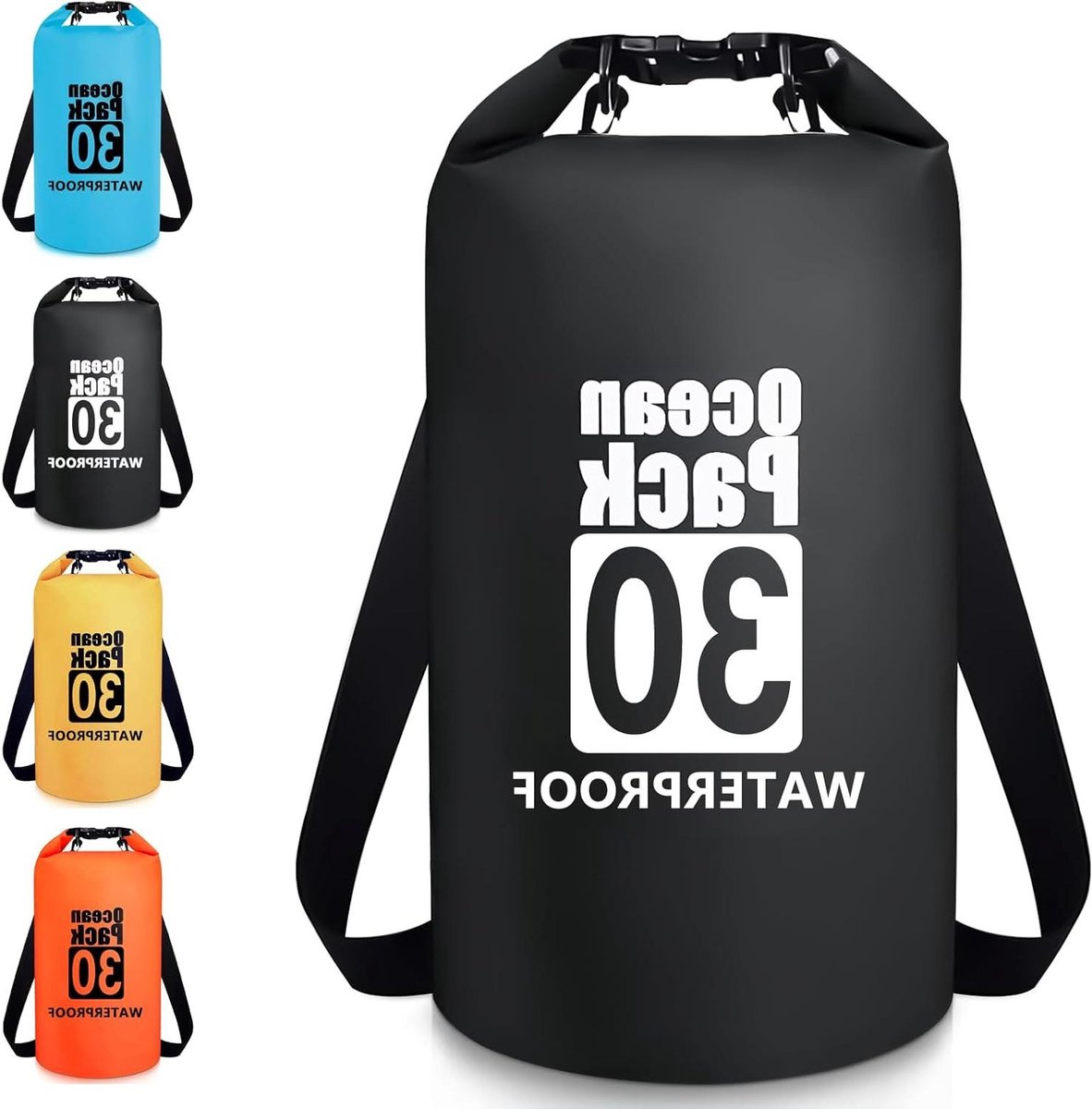 Waterdichte Dry Bag Dry Sack met verstelbare schouderriem voor wandelen zwemmen raften surfen fietsen kamperen vissen Zwart 30L Tas Organizer