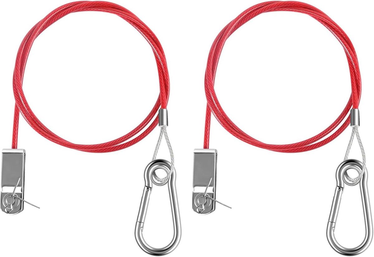 Allecto Plus - Veiligheidskabel voor aanhanger, set van 2, 1 meter, rood - Voor gebruik met gangbare remmen, accessoires voor aanhangers en caravans - Aanhanger scheurtouw
