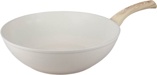 BY C&P - Poêle Wok Go Ivory 30 cm - Induction - Sans PFAS - Crème - Wit - Passe au lave-vaisselle