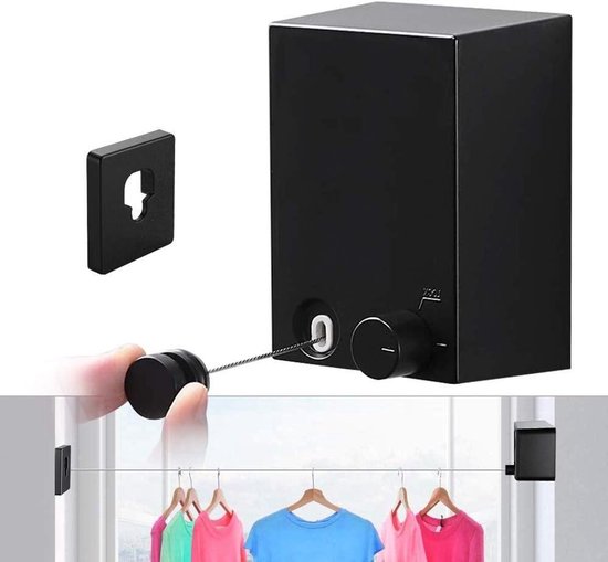 GorillaLine - Intrekbare waslijn Indoor Outdoor Kleding Line | Heavy Duty Kleding Drogen Waslijn | Wandmontage Droogrek Kledinglijn | Intrekken Opknoping | Slot om doorzakken te voorkomen