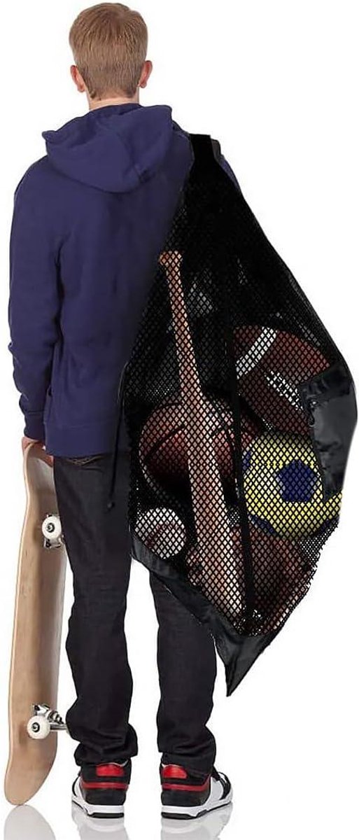 Filet à Balles Nujvnuj 120cm - Sac De Rangement Pour Football, Basketball, Volleyball - Portatif Et Respirant - Jusqu'à 15 Balles