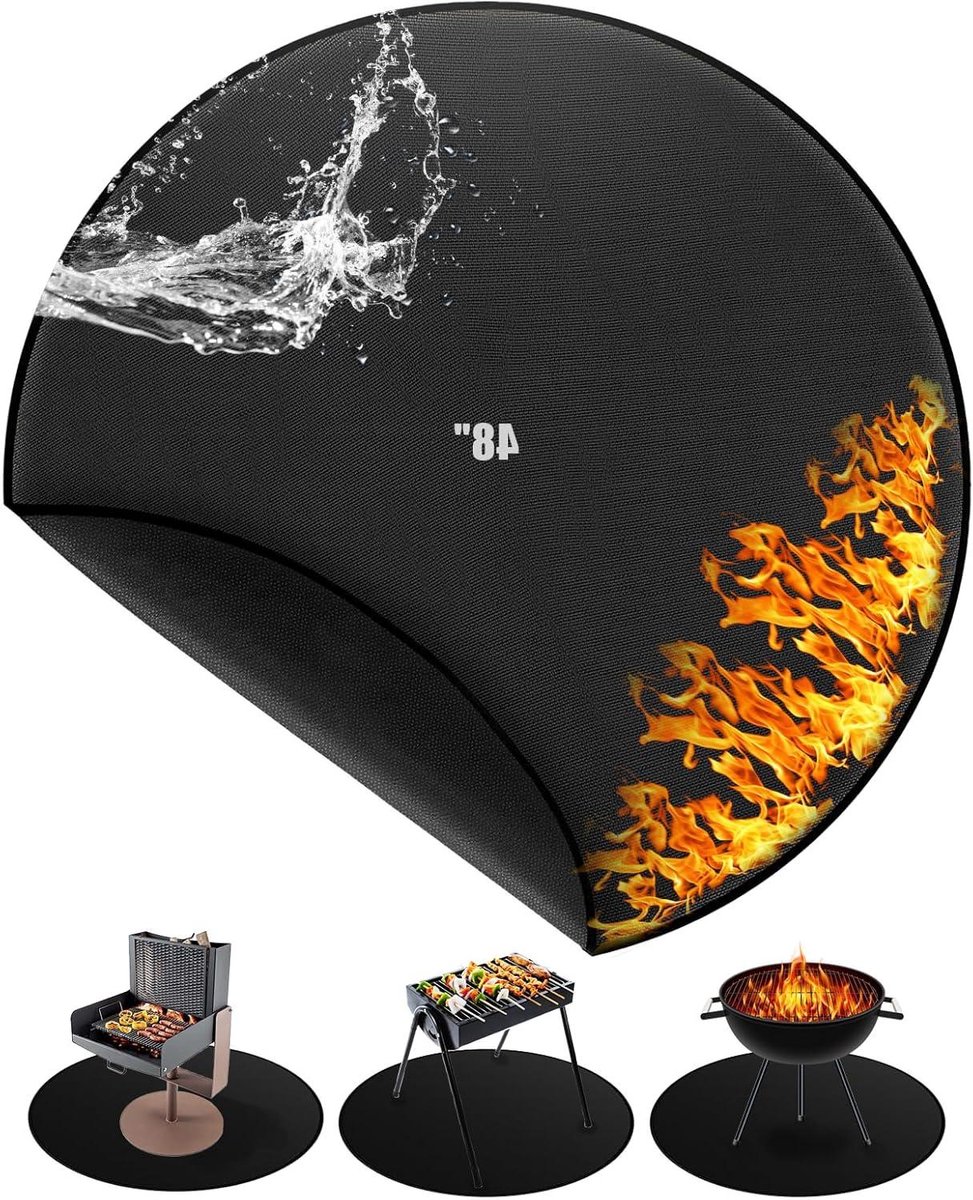Fire Resistant Mat 120cm/48inch BBQ Heat Protection Mat Reusable Large Grill Mat for Gas Grill Floor Patio Lawn Camping Folding Patio Accessories