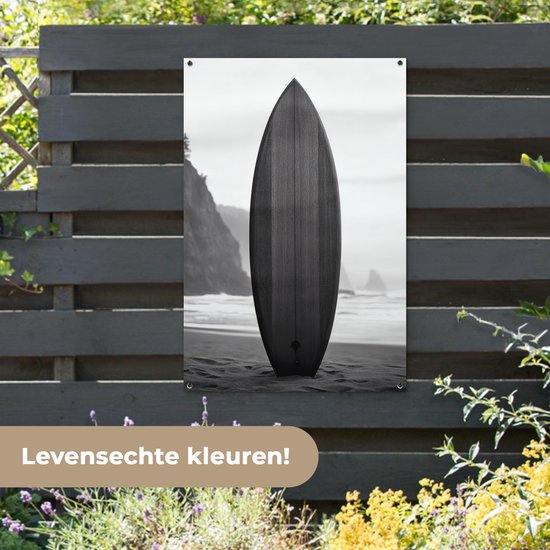 Affiche de jardin 80x120 cm - Décoration de jardin Planche de surf - Sable - Mer - Affiche pour le jardin - Décoration extérieure - Tableau de jardin clôture - Décoration murale sur toile de jardin - Décoration murale sur toile de balcon