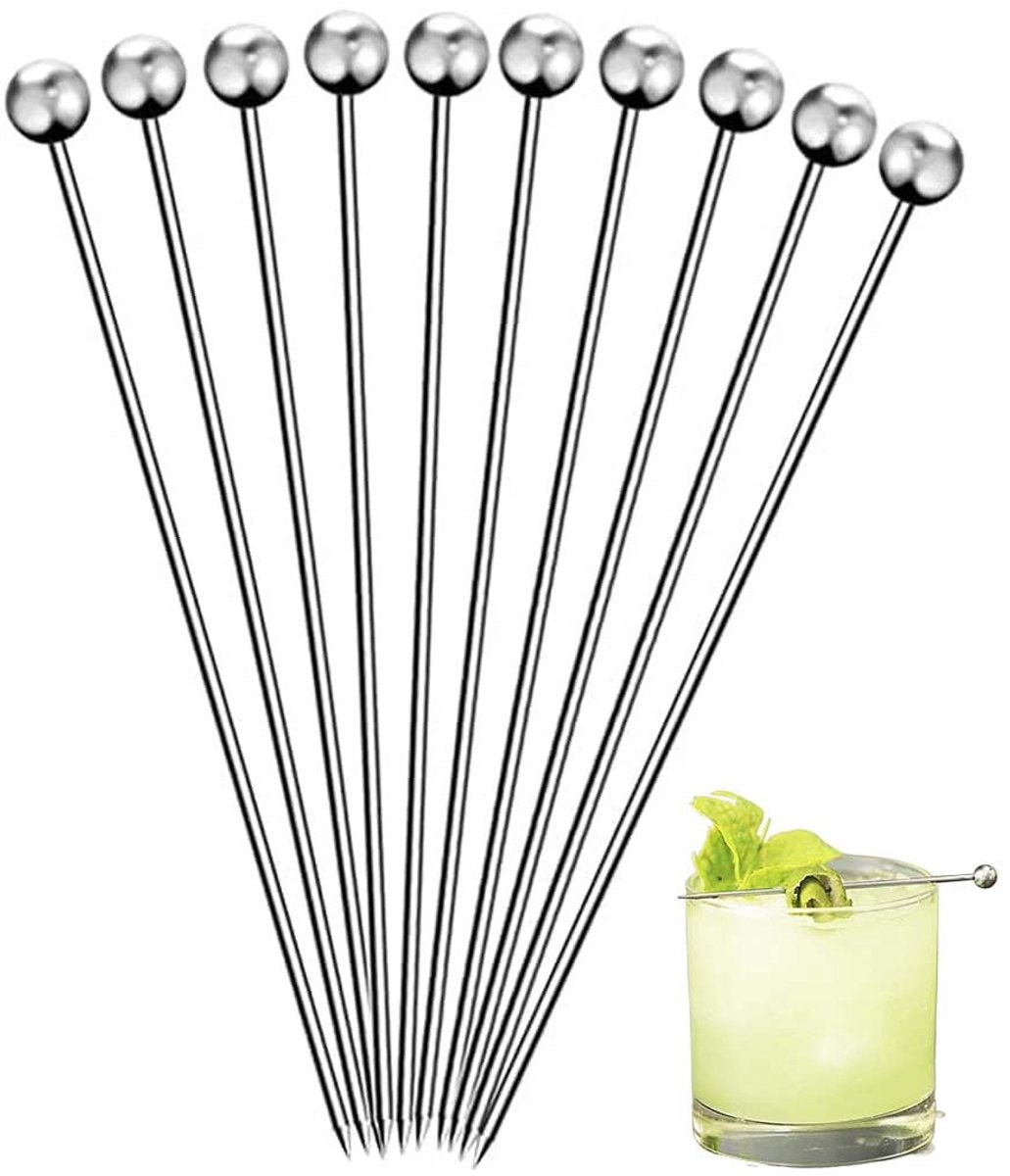 Ibenzoa® Elegante Herbruikbare Cocktailprikkers van Roestvrij Staal voor Feestelijke Gelegenheden - 10 Stuks