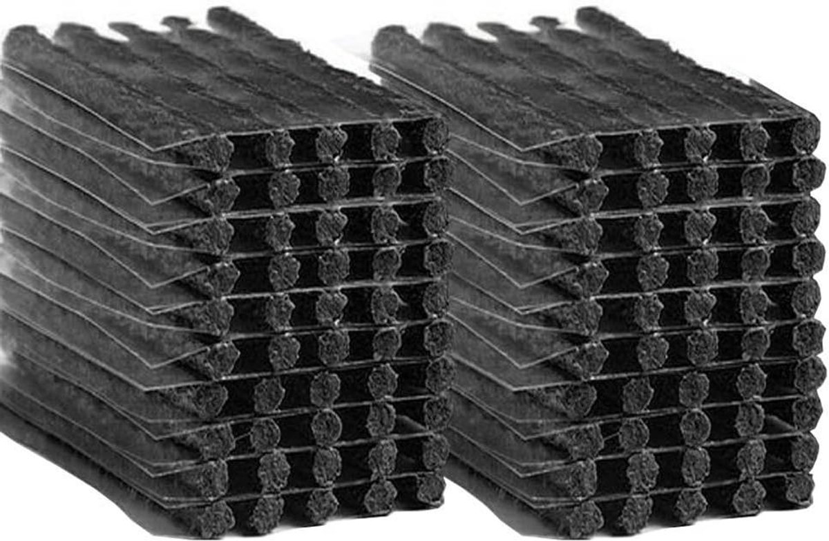 Allecto Plus - Tubeless reparatiestrips voor autobanden en motorfietsen - Snel herstelgereedschap - Zwarte stekkers - 100 mm x 6 mm - Pak van 100 stuks