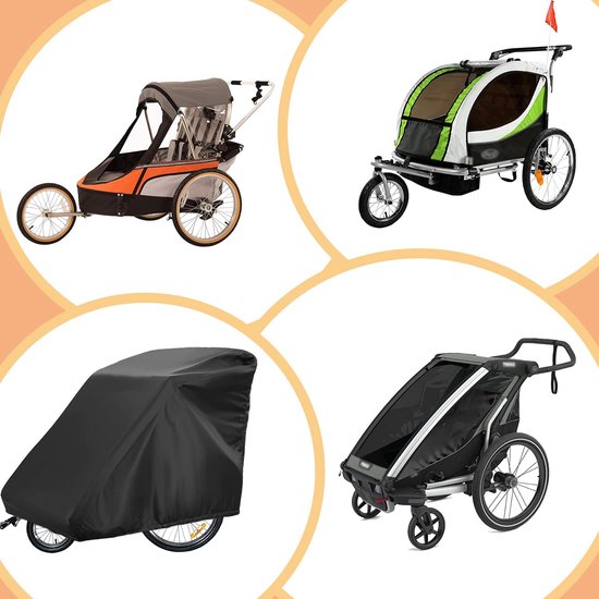 Fietskar Cover - Waterdichte Fietskar Opslaghoes - 420D Oxford Materiaal - met PU-coating - Met Uv-Beschermhoes - Kid's Pet Bike Trailer Cover Anti-UV - Winddicht - Stofdicht - 84*140*100Cm - Zwart van Merkloos — afbeelding 5