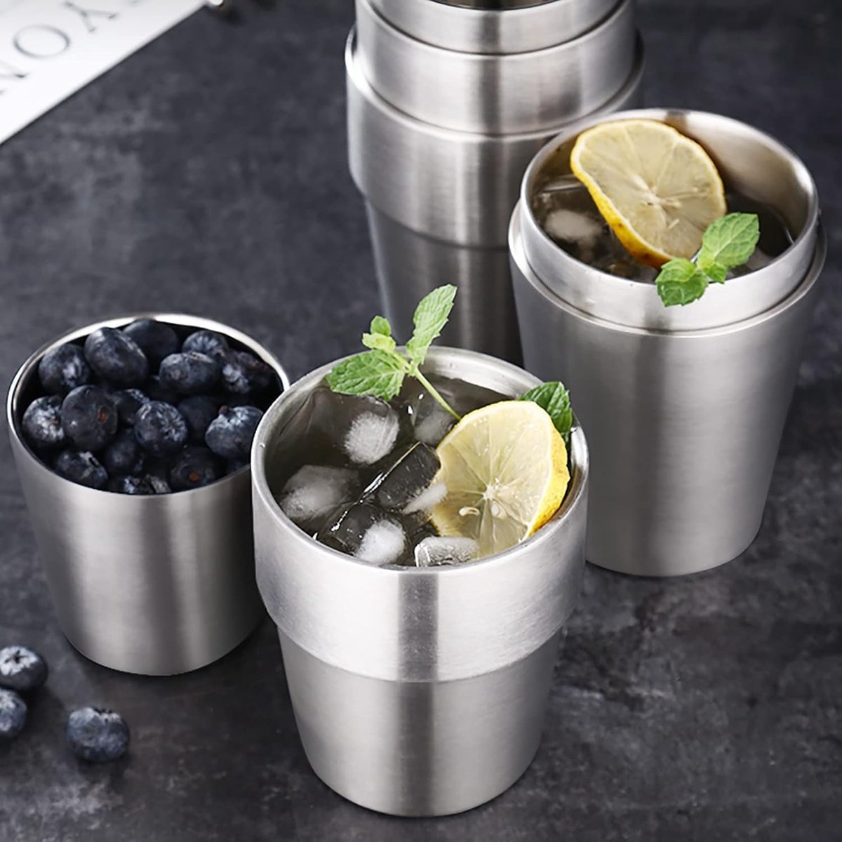 LOPYXBR 5 stuks roestvrijstalen bekers, 300 ml