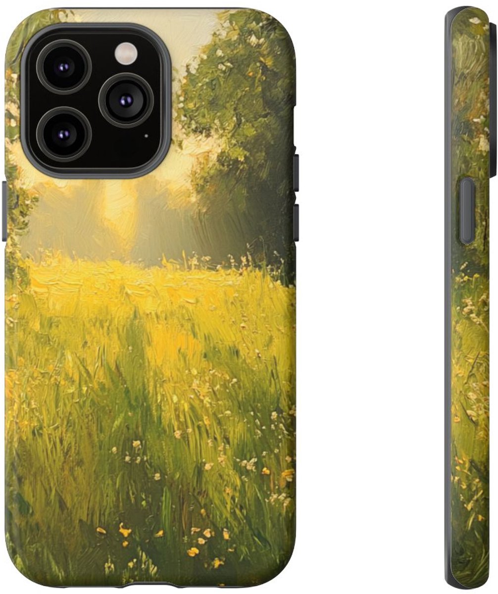 Zonnige Weide met Wilde Bloemen – Telefoonhoesje Geschikt voor iPhone 14 Pro Max