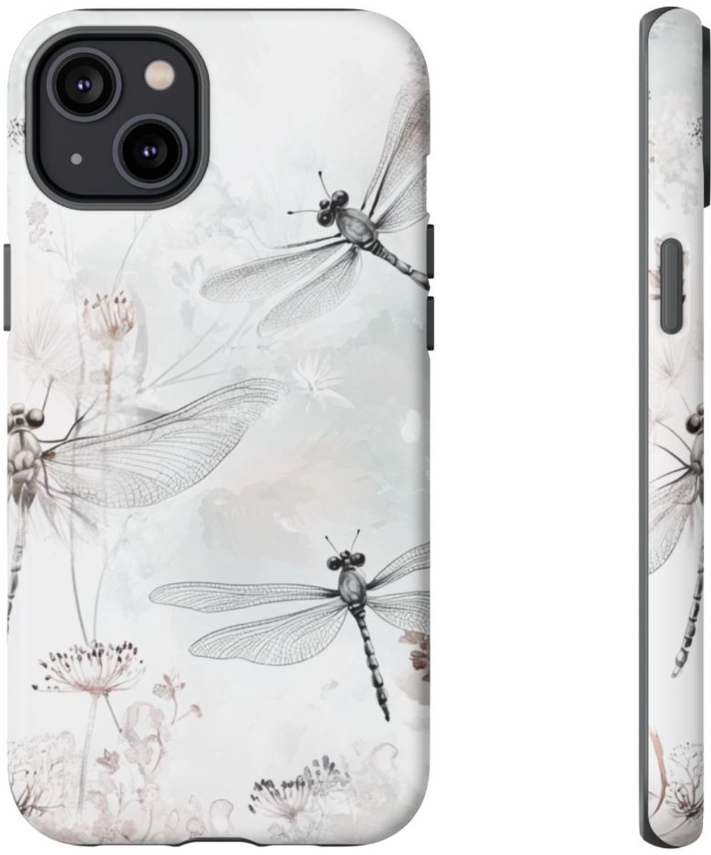 Sierlijke Libellen en Bloemen in Waterverf – Telefoonhoesje Geschikt voor iPhone 14 Plus