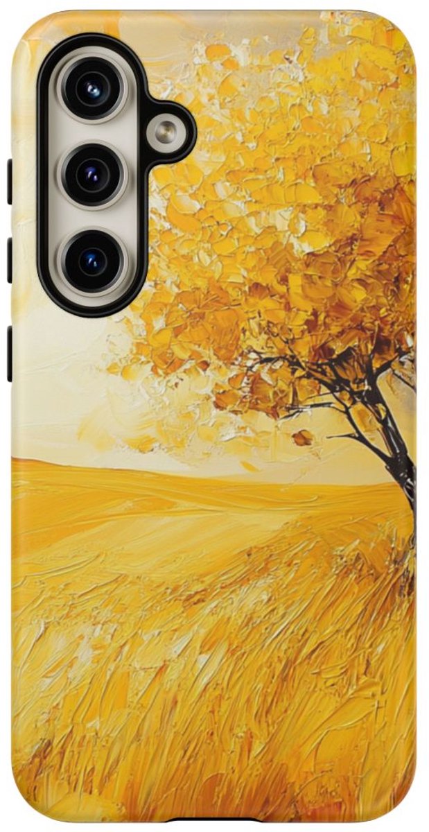 Gouden Herfstboom op Heuvel – Telefoonhoesje Geschikt voor Samsung Galaxy S24