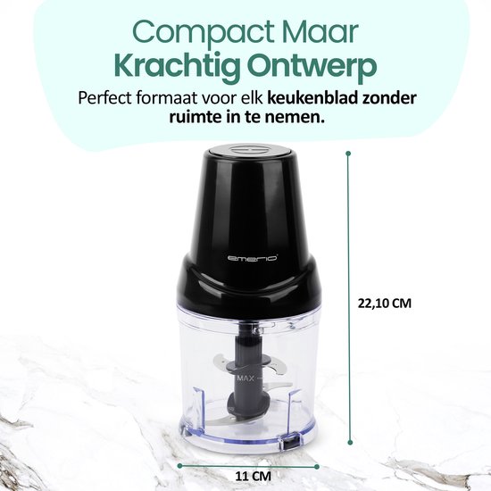 Emerio Hakmolen - Elektrische Food Chopper - 500ML - 400 W - MC-132890 Zwart van Emerio — afbeelding 5