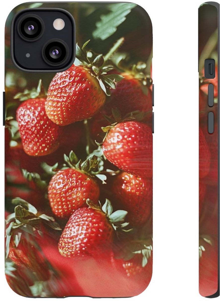Sappige Rode Aardbeien van Dichtbij – Telefoonhoesje Geschikt voor iPhone 13