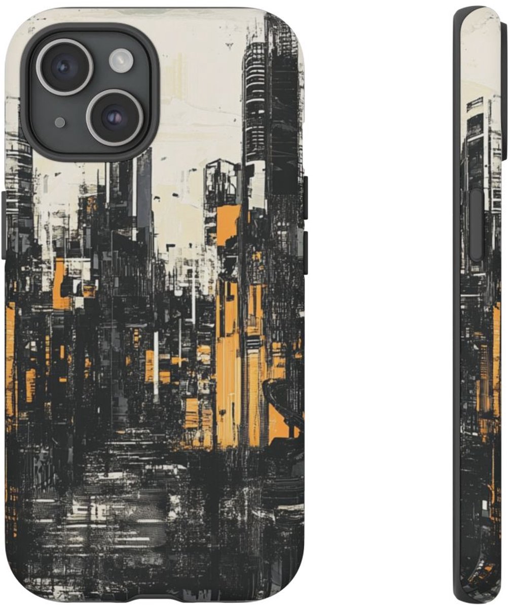 Abstracte Stedelijke Stadsgezicht Kunst – Telefoonhoesje Geschikt voor iPhone 15