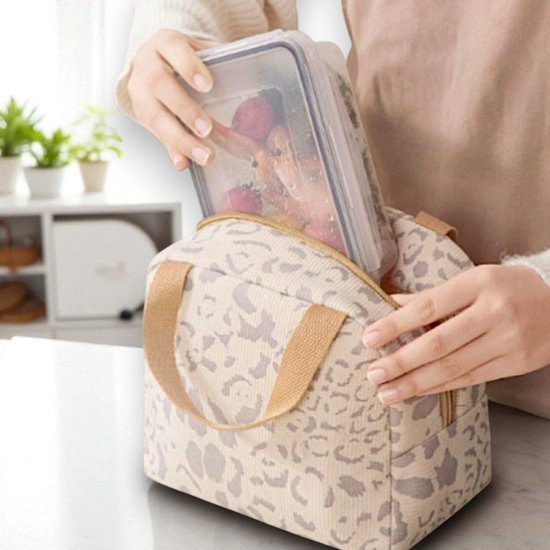 Koeltas - Luipaard Crème | 23 x 20 x 14 cm | Nylon | Lunchtas | Fashion Favorite van Fashion Favorite — afbeelding 2